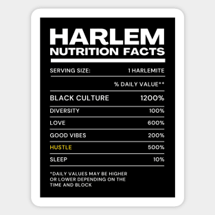 Funny Harlem Nutrition Fact Design Sticker